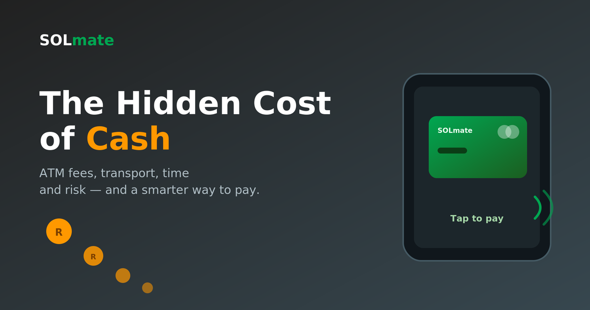 A SOLmate Mastercard tapping to pay instead of using cash, showing the hidden cost of cash in South Africa
